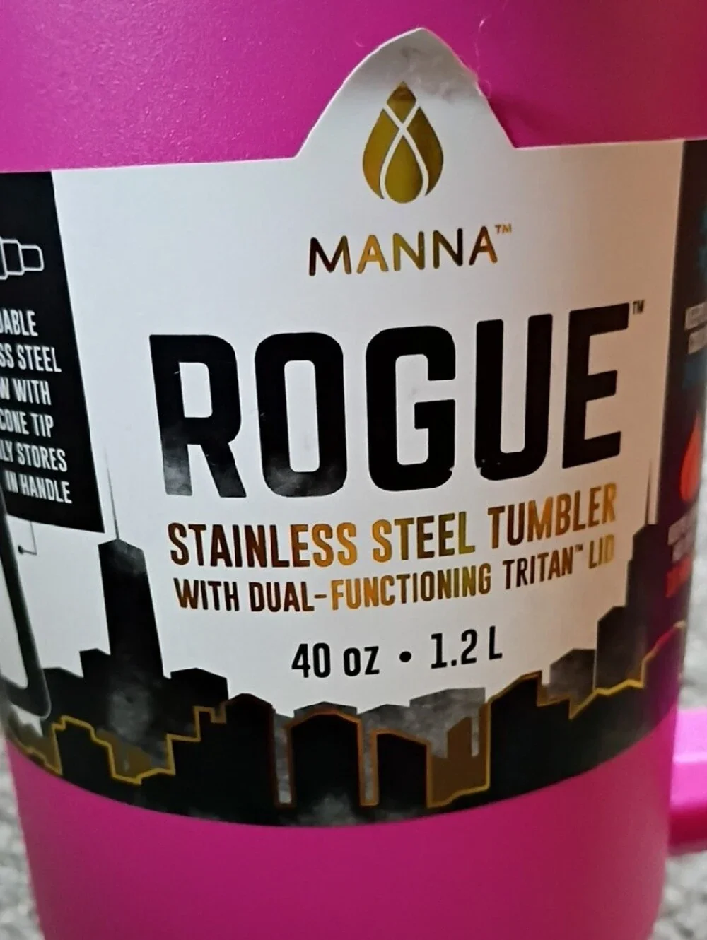 Manna Rogue 40 oz Stainless Steel Tumbler - Bright Pink